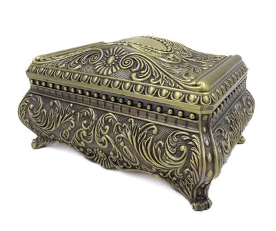 Elegante scatola metallica decorativa con incisione