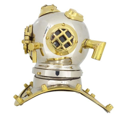 Elmo da sub in ottone US Navy Mark IV con possibilità di personalizzazione tramite incisione - Regalo ideale per ogni occasione, altezza 20 cm, replica marina DIVER - DH93