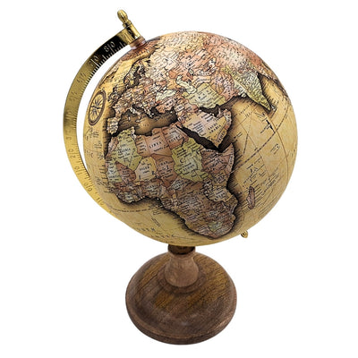 Globo decorativo retrò elegante su base in legno da 32 cm con possibilità di personalizzazione tramite incisione