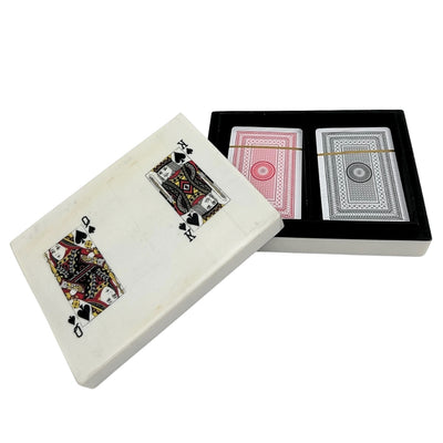 Elegante Set di Due Mazzi di Carte in Scatola di Resina con Possibilità di Personalizzazione Incisa