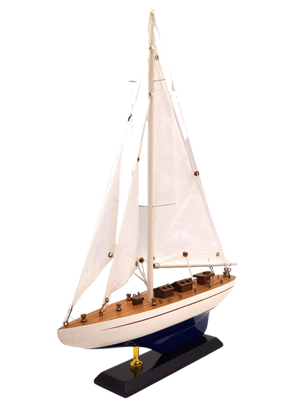 Modello in legno di yacht altezza 42 cm con possibilità di personalizzazione tramite incisione