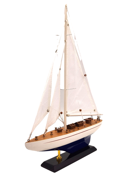 Modello in legno di yacht altezza 42 cm con possibilità di personalizzazione tramite incisione