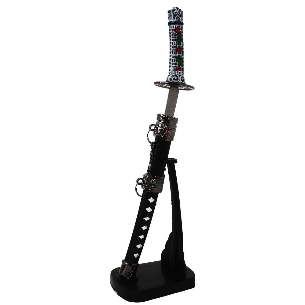 Tagliacarte personalizzato a forma di spada da samurai con incisione su supporto, altezza 21 cm