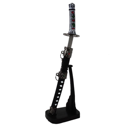 Tagliacarte personalizzato a forma di spada da samurai con incisione su supporto, altezza 21 cm