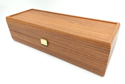 Esclusiva confezione in legno per bottiglia di vino BWXL30 con possibilità di incisione personalizzata, colore noce, ideale come regalo, dimensioni 35x14x10 cm