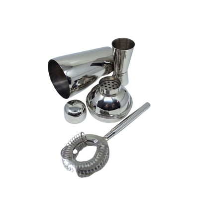 Set da bar in acciaio 3 pezzi con possibilità di incisione personalizzata - Shaker 750 ml, Jigger 15/30 ml, Colino - regalo elegante per amanti dei cocktail, acciaio inox, colore argento