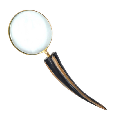 Elegante lente d'ingrandimento da lettura retrò con montatura in ottone e manico in corno di bue - incisione personalizzata - regalo ideale per anziani - lente di alta qualità 3,5x in stile vintage