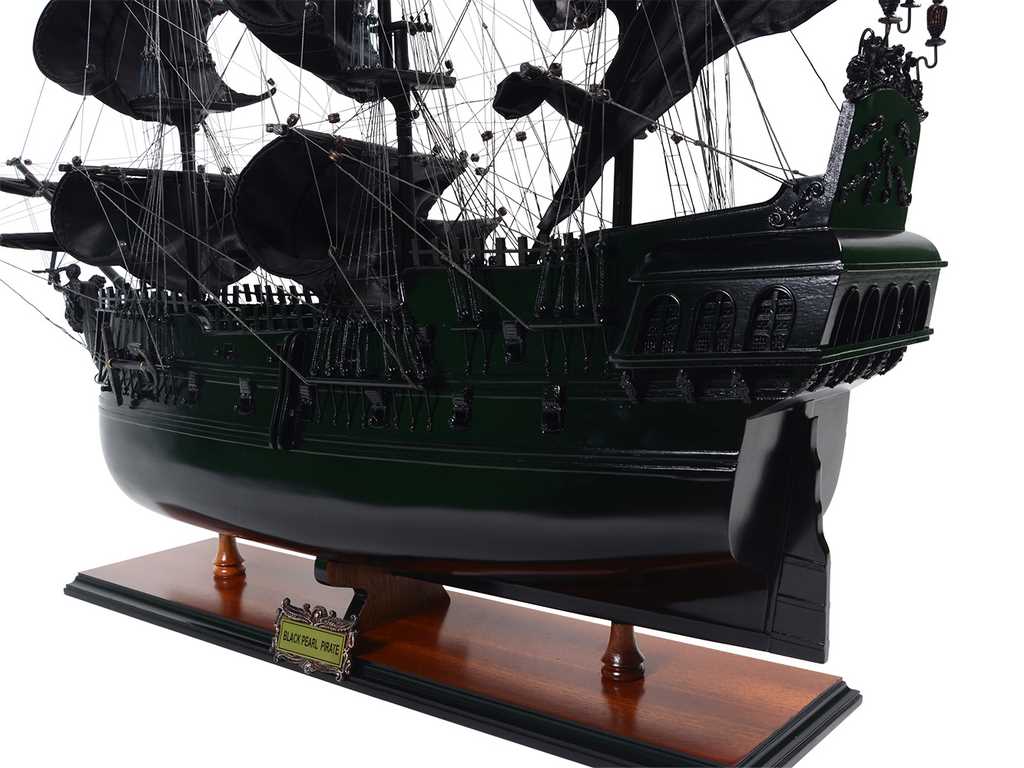 Modello di Nave Pirata Perla Nera BP80R con possibilità di incisione personalizzata, lunghezza 89 cm, regalo esclusivo per ogni occasione, artigianato artistico, base in legno
