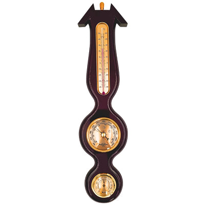 Elegante stazione meteorologica 3 in 1 con incisione – termometro, barometro, igrometro in legno scuro, 40 cm