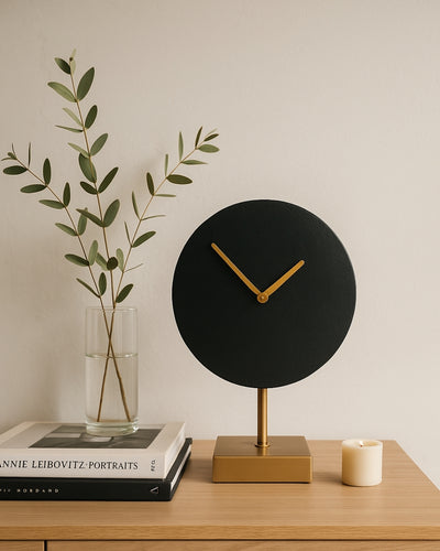 Orologio Rotondo Elegante in Metallo 4122 in Oro e Nero con Possibilità di Personalizzazione Incisa