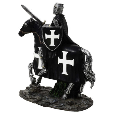 Figura Decorativa Cavaliere a Cavallo 22 cm con Possibilità di Incisione Personalizzata - Elegante Decorazione in Poliresina per Regalo a Amanti della Storia e del Medioevo