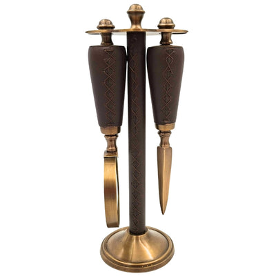 Elegante set da studio in ottone e pelle