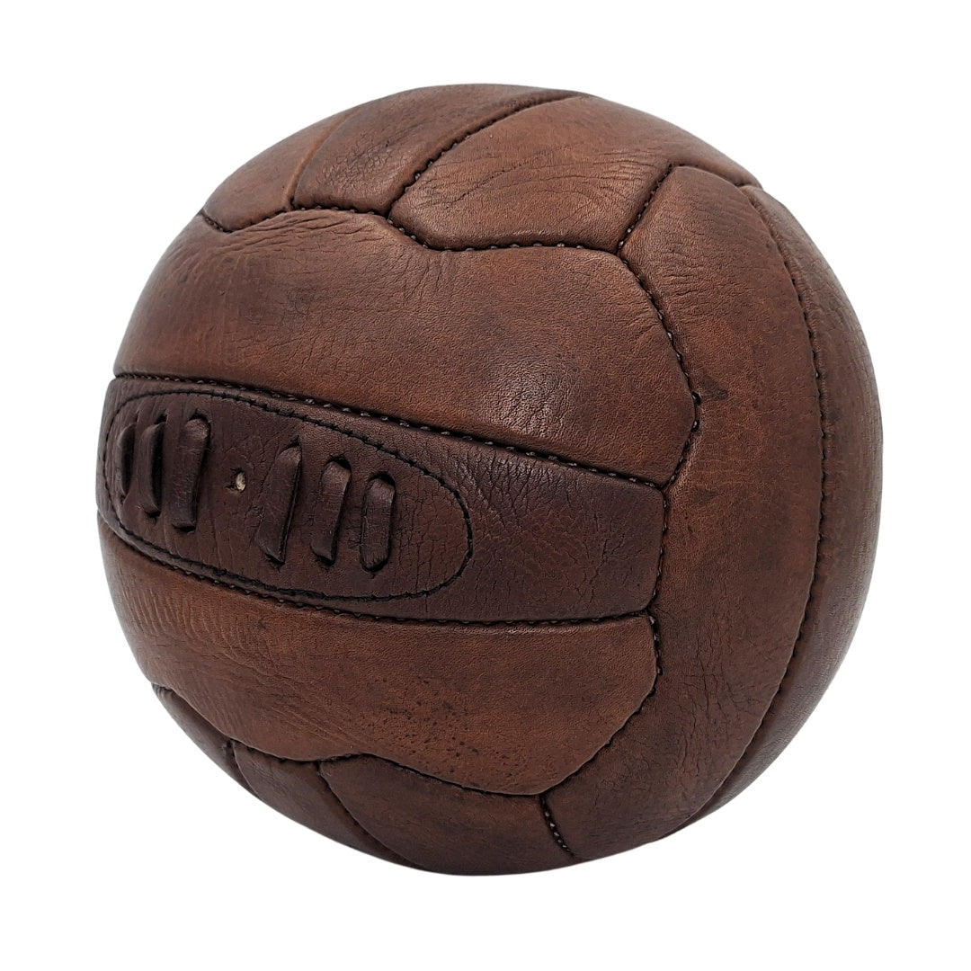 Pallone da calcio in pelle retrò vintage MT2017 con possibilità di personalizzazione tramite incisione, marrone, ideale come regalo per appassionati di calcio o allenatori, decorazione in stile vintage, pelle naturale, dimensioni 20,5 x 20,5 cm