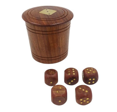 Dadi da gioco in legno in barilotto con incisione – Regalo personalizzato in acacia, altezza 7 cm, diametro 8 cm, per persone sopra i 14 anni
