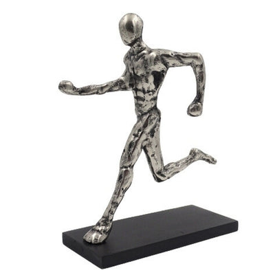 Statuetta di corridore in metallo con incisione