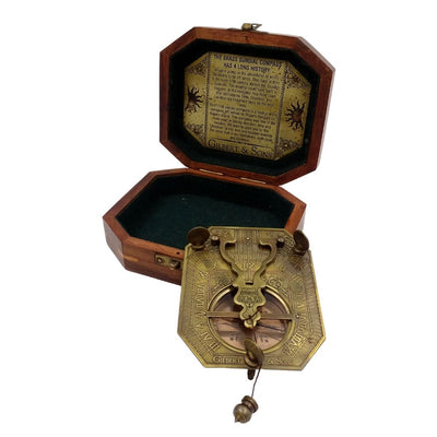 Orologio solare con bussola retrò in scatola di legno con possibilità di personalizzazione incisione