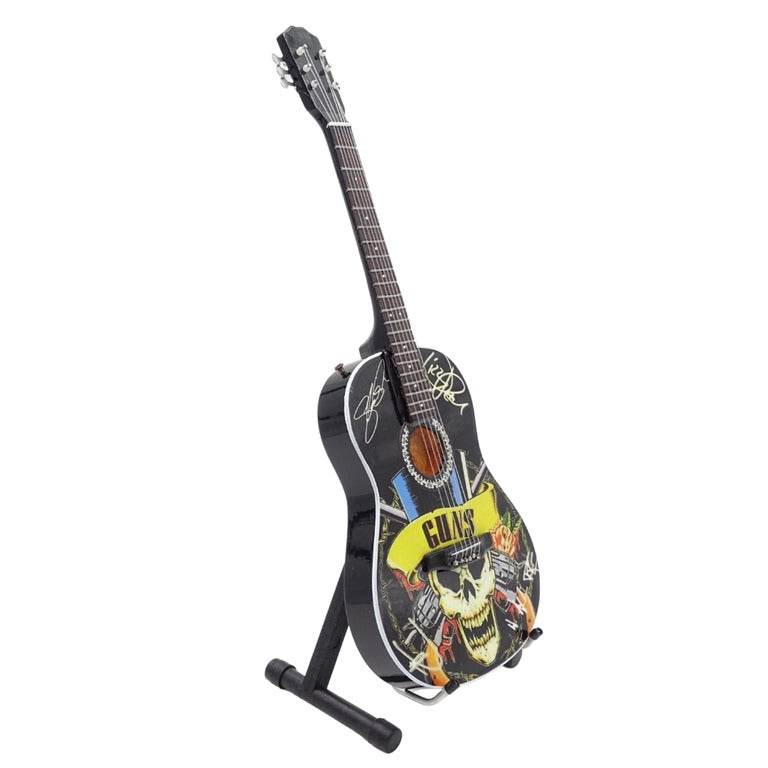 Mini chitarra classica Guns N' Roses Tribute MGT-3124 con possibilità di personalizzazione tramite incisione, ideale come regalo per chitarristi, realizzata in mogano, altezza 25 cm
