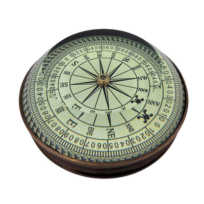 Bussola a Lente in Ottone Retrò Replica con Incisione – Regalo Personalizzato per Viaggiatori, Stile Marinaretto, Dimensioni 8x8x2,7 cm, Ottone e Vetro, Proverbio Ispiratore