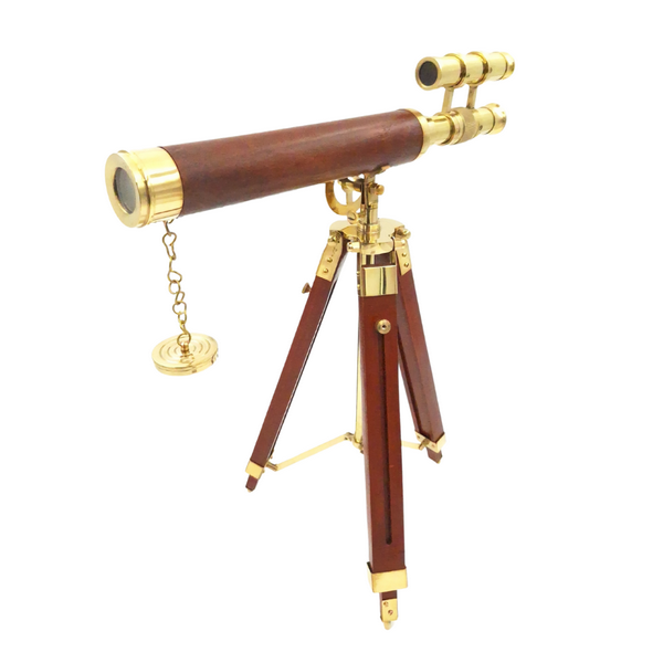 Cannocchiale su Treppiede in Ottone 57 cm con Possibilità di Personalizzazione Incisa