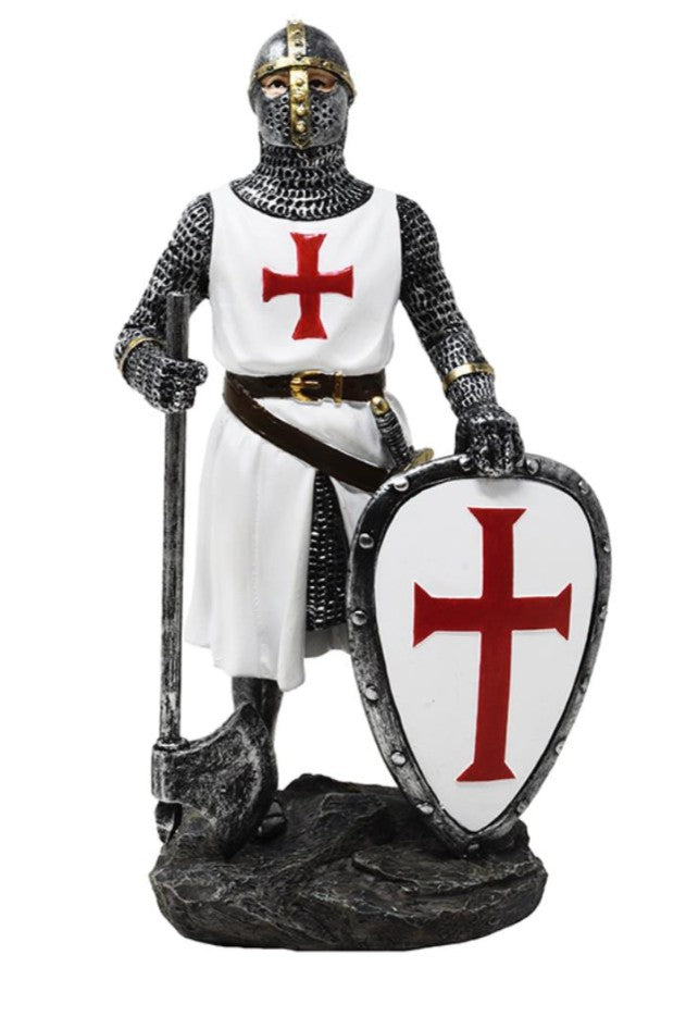 Statuetta del Cavaliere Templare 18,5 cm in poliresina con possibilità di personalizzazione con incisione