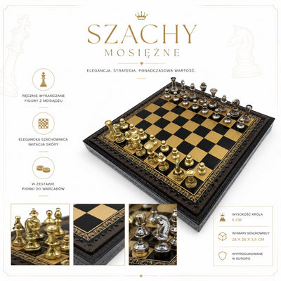 Scacchi esclusivi in ottone Italfama 28x28 cm con incisione personalizzata