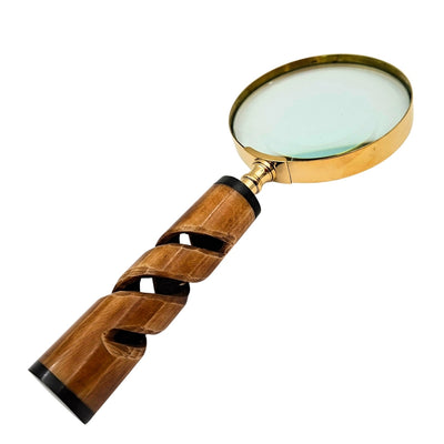 Lente d’Ingrandimento con Montatura in Ottone e Manico in Corno NC2356 - Regalo Elegante con Possibilità di Personalizzazione Incisa, Ingrandimento 3,5x, Lunghezza 18,5 cm, Diametro 7,5 cm