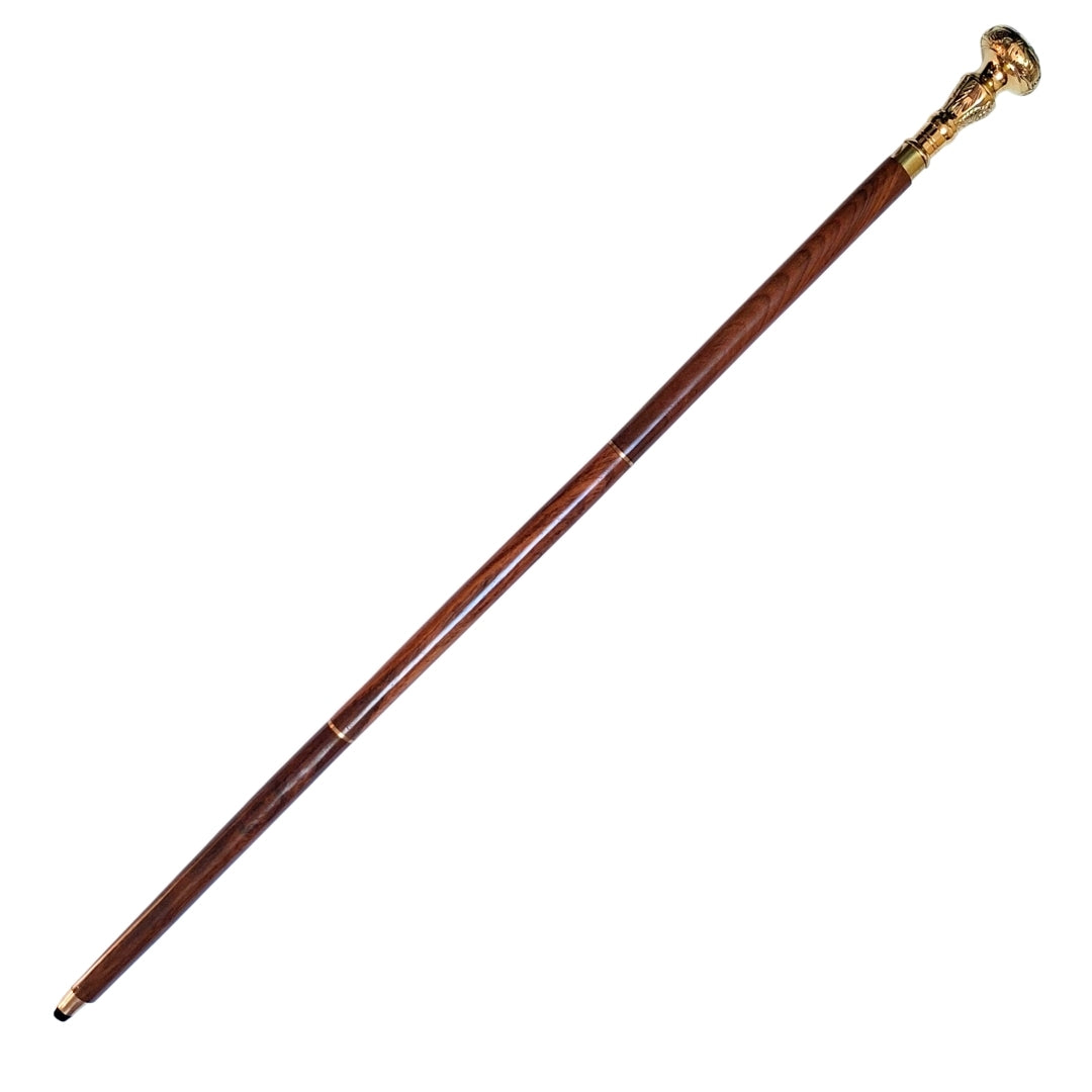 Elegante bastone pieghevole da passeggio con manico in ottone - bastone in legno marrone con possibilità di incisione - regalo ideale per anziani con stile retrò - lunghezza massima 96 cm