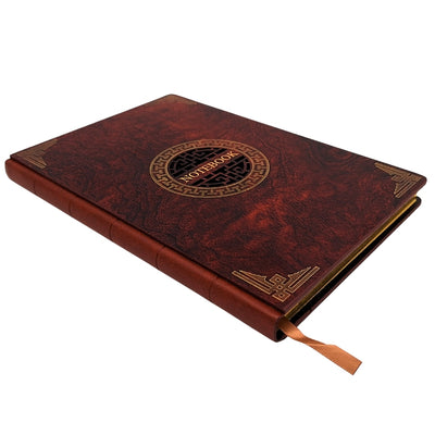 Elegante taccuino A5 con copertina in legno e incisione personalizzata – diario di lusso da regalo con bordi dorati e carta di alta qualità color marrone