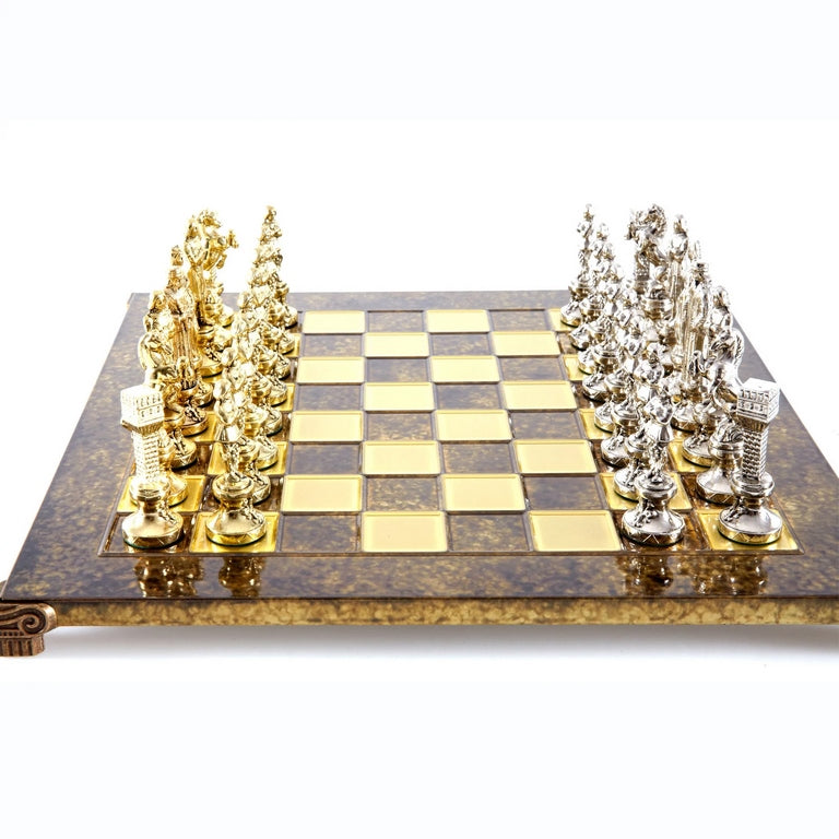 Scacchi in metallo esclusivi Rinascimento S9BRGS 36x36 cm oro-argento con possibilità di incisione personalizzata