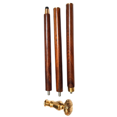 Elegante bastone pieghevole da passeggio con manico in ottone - bastone in legno marrone con possibilità di incisione - regalo ideale per anziani con stile retrò - lunghezza massima 96 cm