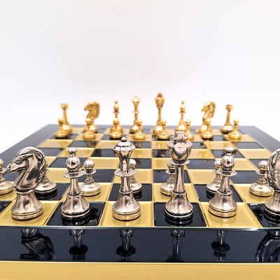 Scacchi metallici classici grandi esclusivi Stauton S34 con incisione