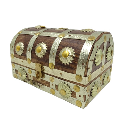 Scatola in legno per oggetti vari SE14 con possibilità di personalizzazione incisione, marrone e oro, ideale come regalo – 16x9,5x10 cm