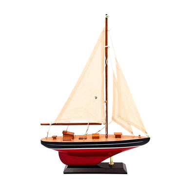 Elegante Modello in Legno di Yacht a Vela 30 cm con Personalizzazione tramite Incisione