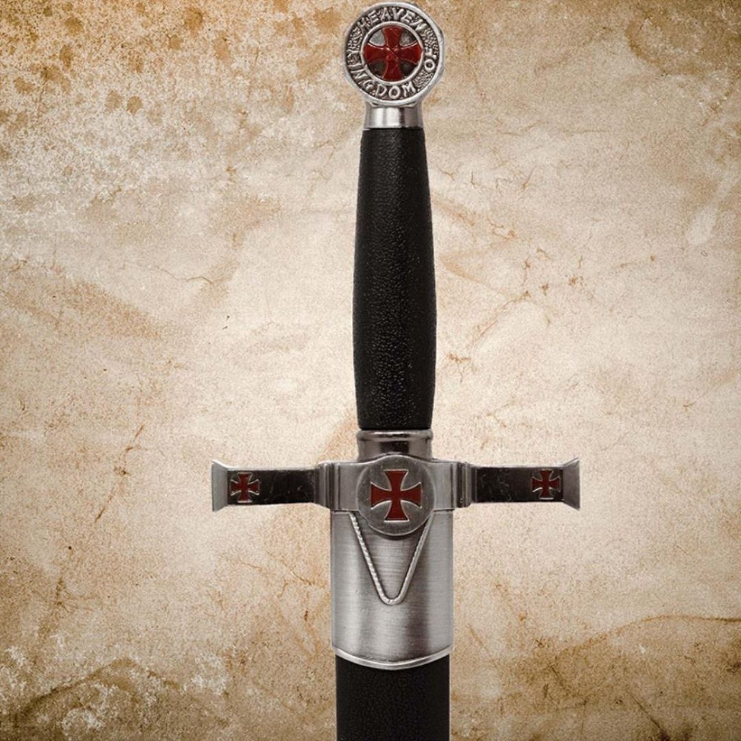 Pugnale Decorativo dei Templari con Fodero e Incisione - Replica in Acciaio Inossidabile, 40 cm