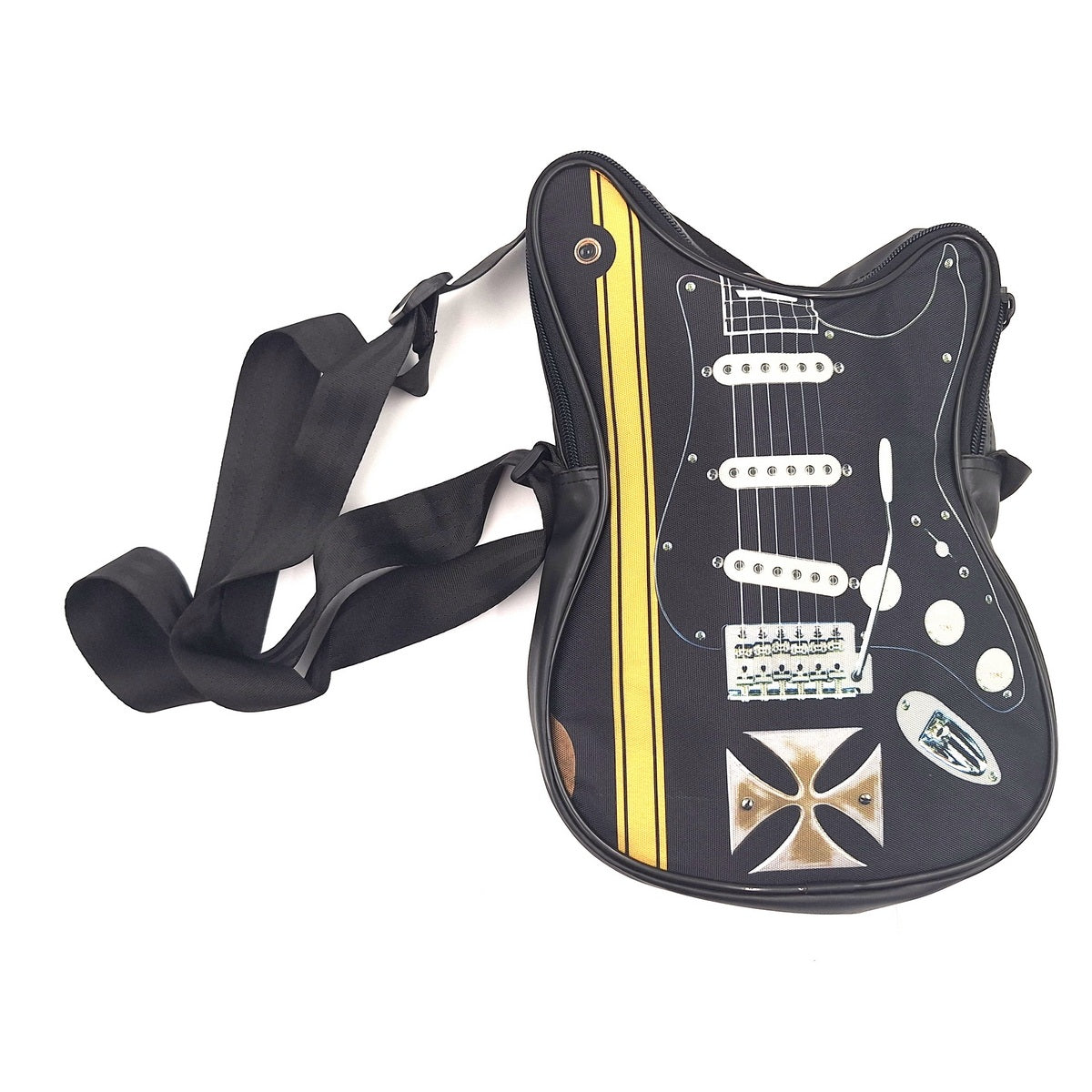 Borsa a tracolla a forma di chitarra con croce di Malta - Regalo personalizzato per chitarrista