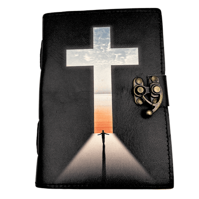 Taccuino in pelle Croce Religiosa Libro di preghiere con incisione