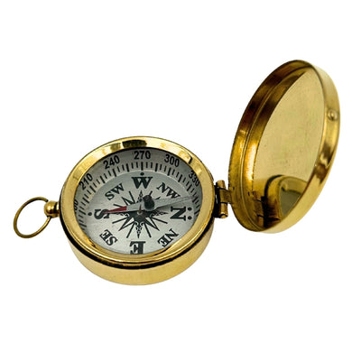 Bussola Retrò in Ottone con Coperchio Richiudibile, Possibilità di Incisione Personalizzata, Regalo Perfetto per Velisti, Altezza 5 cm, Stile Marinaretto