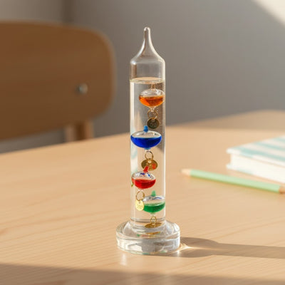 Termometro di Galileo con incisione personalizzata – elegante decorazione d’interni in vetro