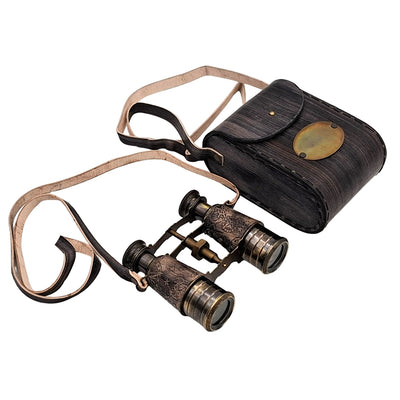 Binocolo in ottone retrò in custodia di pelle con possibilità di personalizzazione tramite incisione
