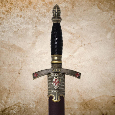 Pugnale dei Templari in Fodero Decorativo con Incisione – Replica in Acciaio Inossidabile, 40 cm