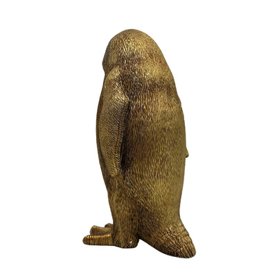 Pinguino d'Oro 20,5 cm con possibilità di personalizzazione con incisione – elegante statuetta decorativa da regalo, stile glamour, art deco, realizzata in polyresina di alta qualità