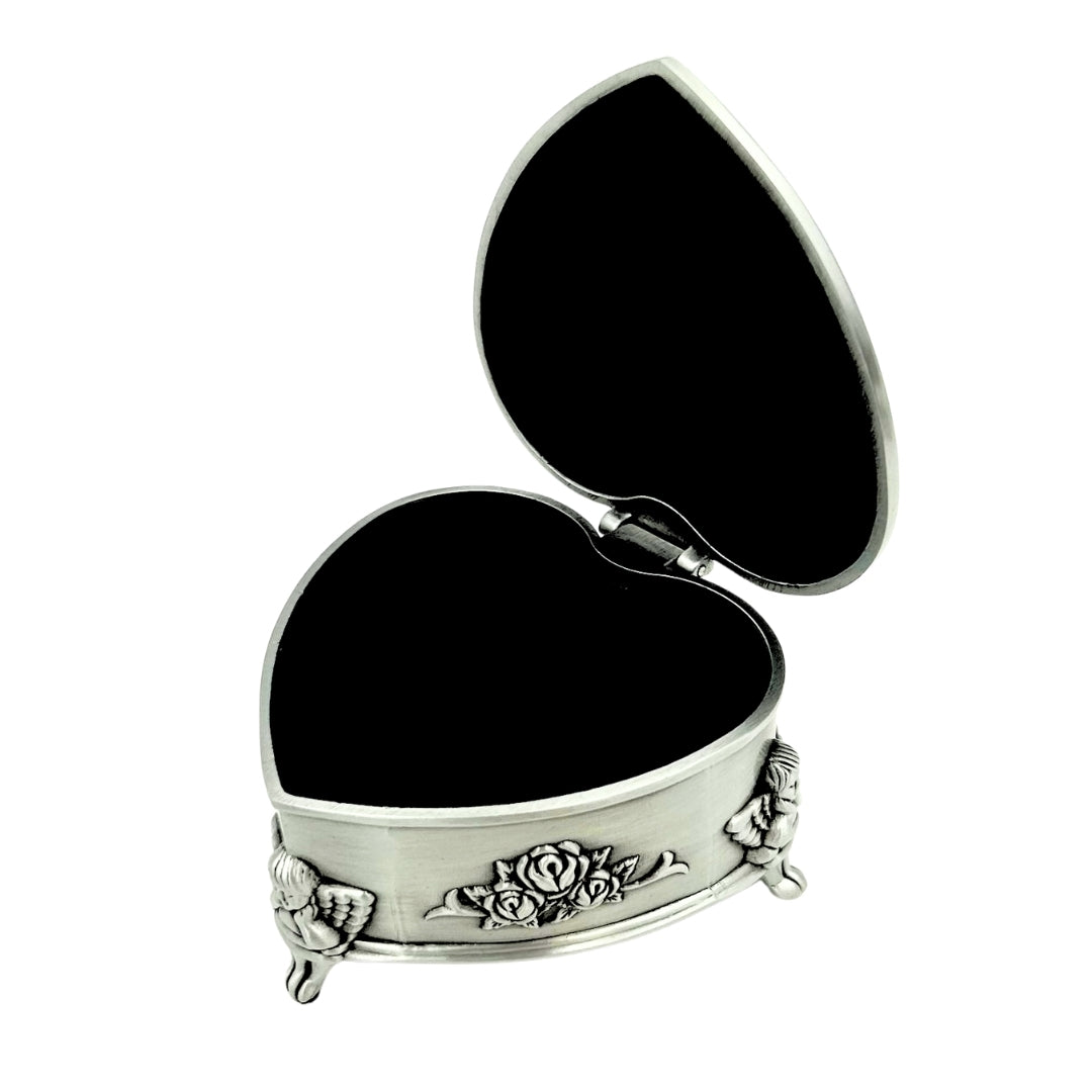 Scatola metallica a forma di cuore con possibilità di incisione personalizzata – regalo elegante per San Valentino, anniversario o compleanno, decorata con motivo di rosa, dimensioni 8,7 x 8,4 x 5,1 cm