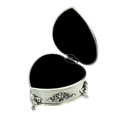 Scatola metallica a forma di cuore con possibilità di incisione personalizzata – regalo elegante per San Valentino, anniversario o compleanno, decorata con motivo di rosa, dimensioni 8,7 x 8,4 x 5,1 cm