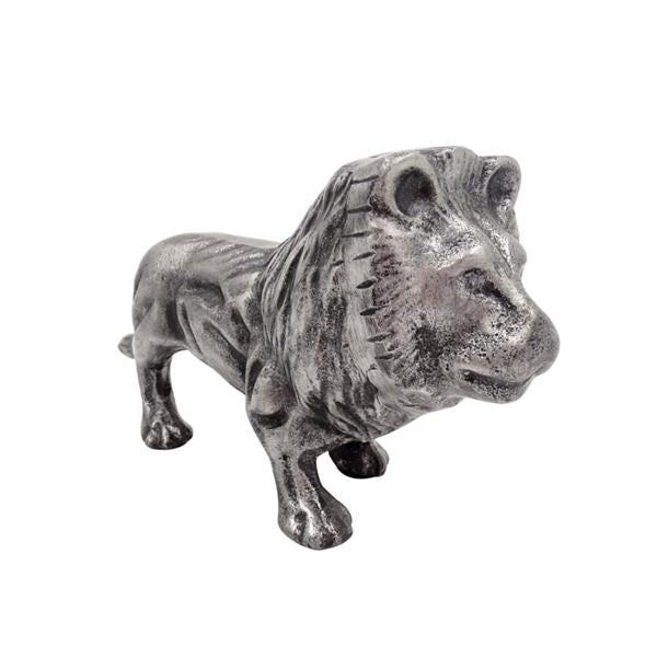 Figura decorativa LEO in alluminio color argento, incisione personalizzata