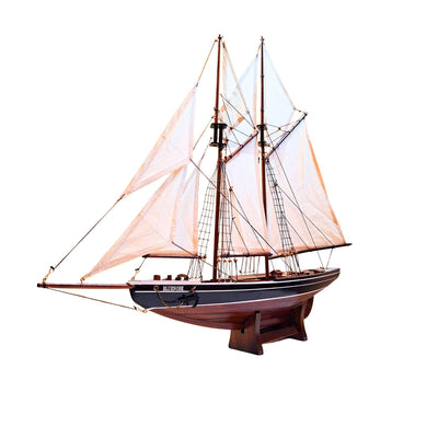 Modello di Sgusciante Bluenose 78 cm con Incisione - Elegante Decorazione Marina in Legno, Regalo per Amanti della Vela e della Storia Marittima con Vele Naturali