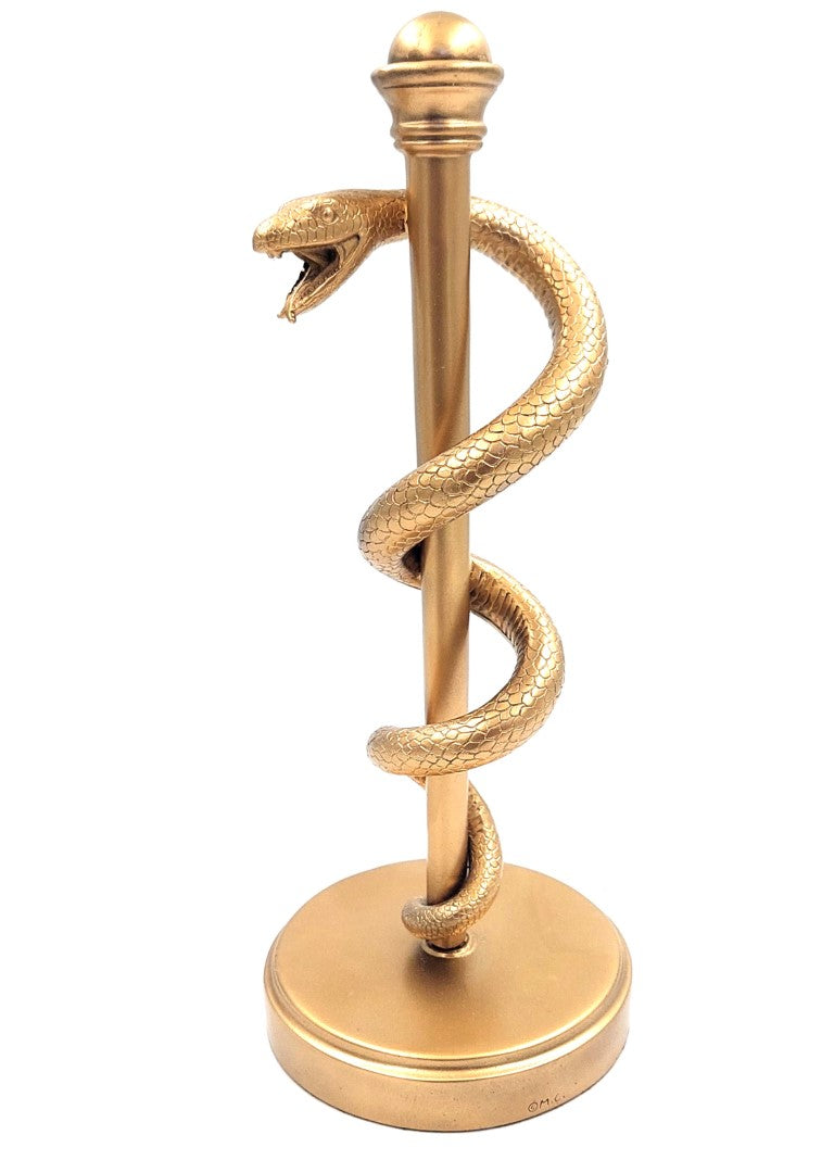 Bastone di Asclepio dorato 30 cm con possibilità di personalizzazione con incisione