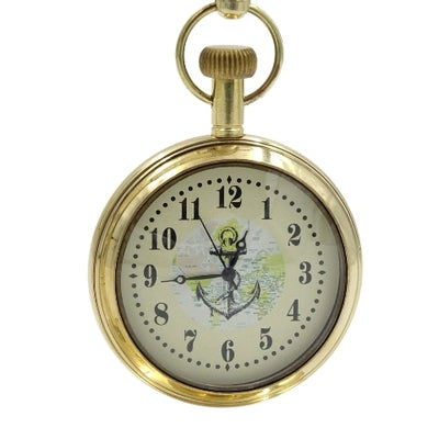 Orologio da Scrivania in Ottone Stile Marinaretto NC2126 con Possibilità di Incisione, Altezza 12 cm, Regalo Ideale per Amanti della Vela con Motivo Ancora e Veliero