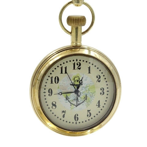 Orologio da Scrivania in Ottone Stile Marinaretto NC2126 con Possibilità di Incisione, Altezza 12 cm, Regalo Ideale per Amanti della Vela con Motivo Ancora e Veliero