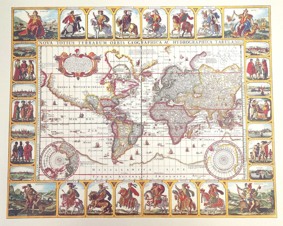 Mappa del mondo Piscator 1652 con possibilità di incisione personalizzata