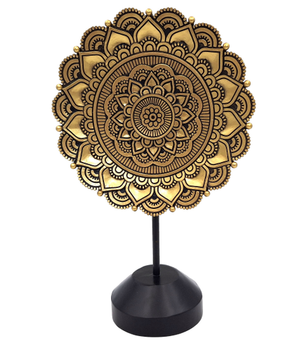 Figura Mandala ovale 35 cm - decorazione buddista dorata con possibilità di personalizzazione con incisione